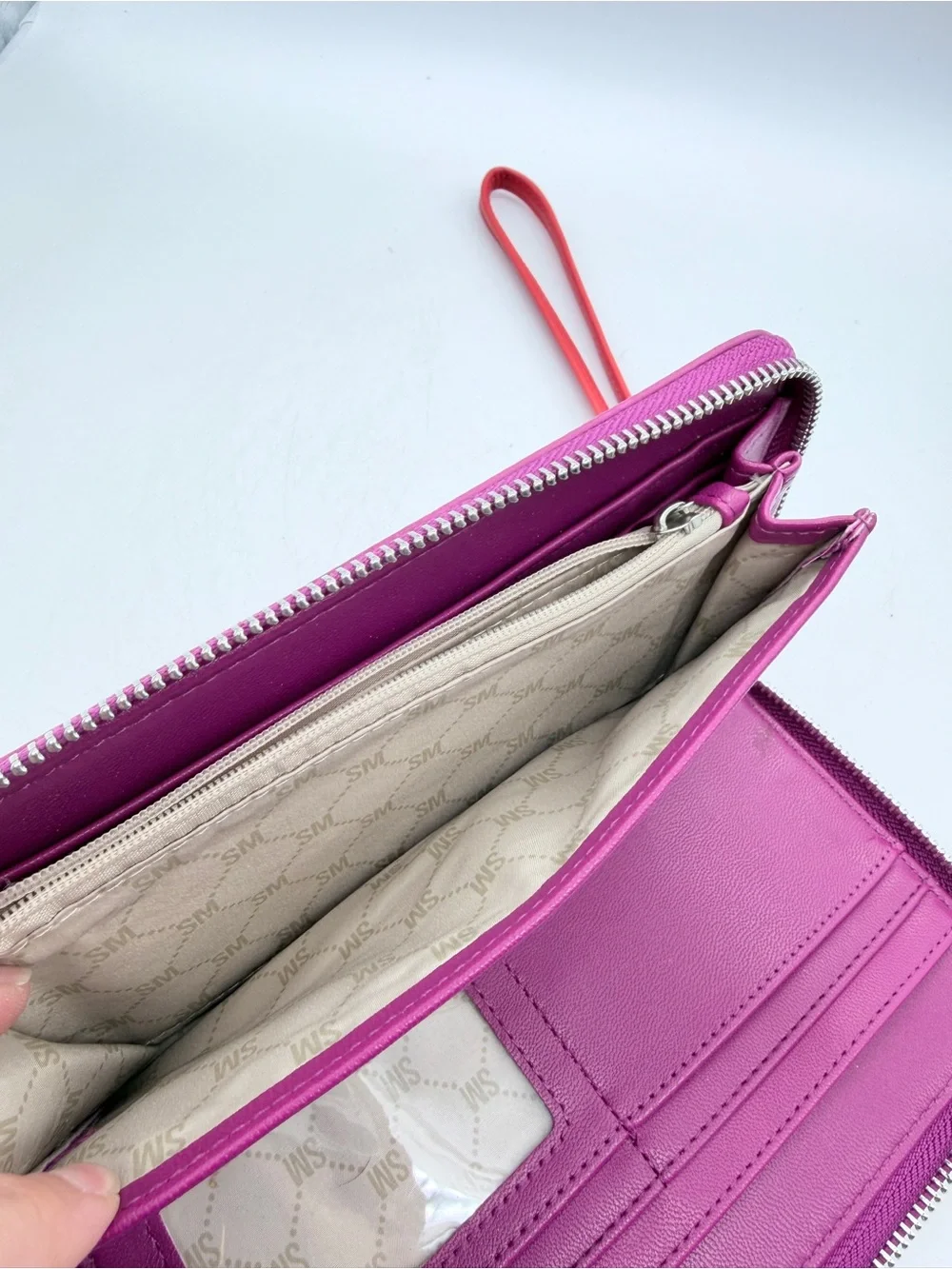 Steve Madden Pink and Coral Zip-Around Wristlet Wallet